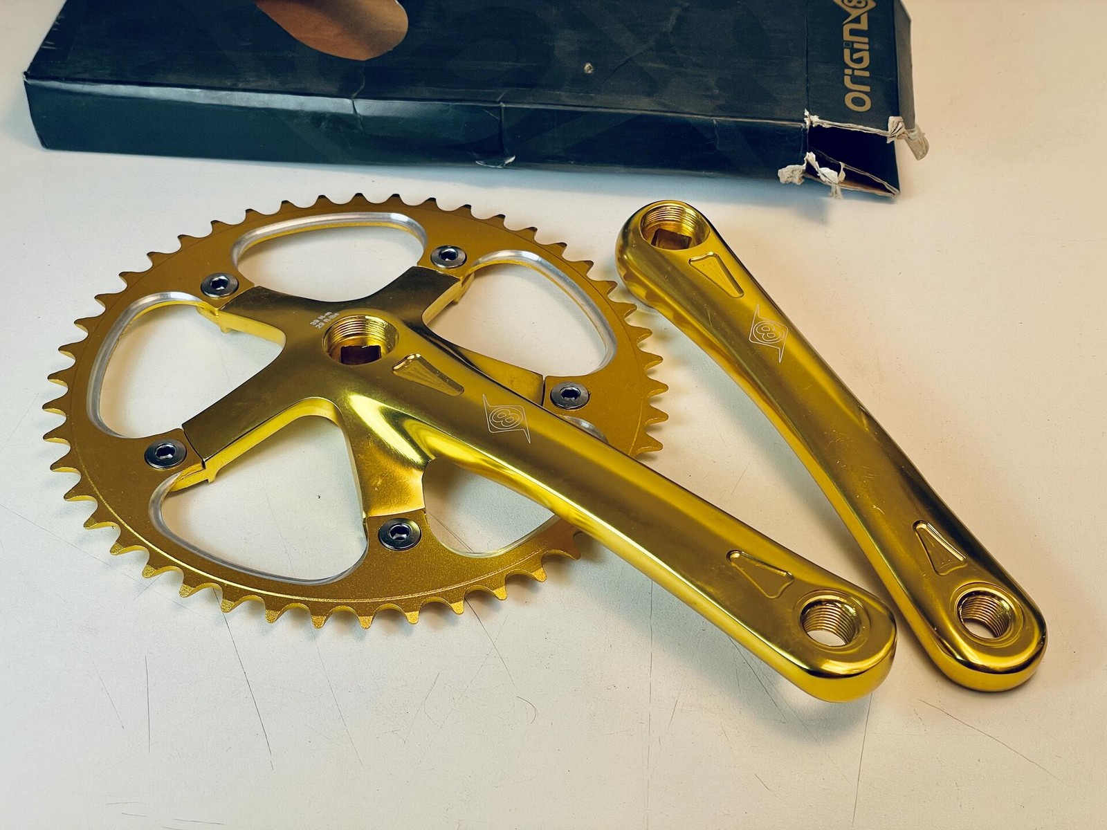 NOS Origin8 Alloy Track / SS Crankset 170mm x 46t x 1/8" 130BCD - Gold Anodized