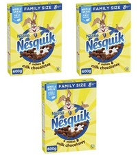 Nesquik Chocolate Breakfast Cereal, Family Size, Whole Grains, 600g 3 Pack