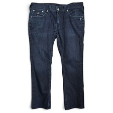True Religion Ricky Jeans Mens 38x32 Dark Wash Straight Leg Made In USA Denim