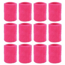 Sports Wristbands 8x8cm, 12 Pcs Wrist Sweatband Absorbent Cotton Terry Cloth ...
