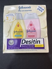 Johnson's Baby Care Essentials Gift Set with Lotion Body Wash Diaper Rash Cream