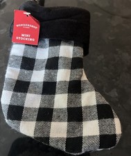 Mini Buffalo Plaid Holiday Stocking Black/White Checkered Xmas Wondershop Target