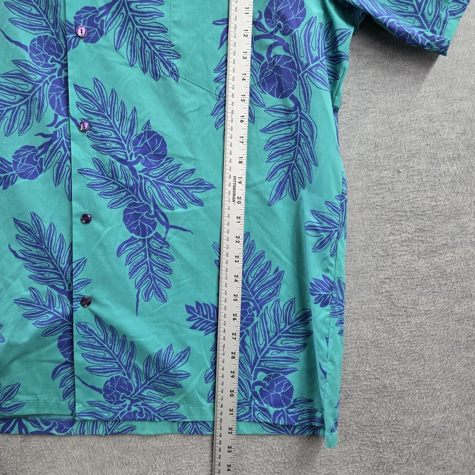 VINTAGE Hilo Hattie Men Button Up Shirt 2XL Blue Floral Hawaiian Shirt 70s 80s - Image 4 of 4