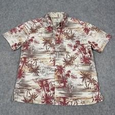 Island Shores Tropical Hawaiian Button-Up Shirt Fit Men's Size Large Multicolors