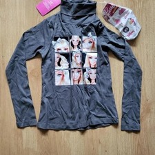 kids Grey Barbie polo neck Top stickers age 10 years cute kawaii summer y2k girl