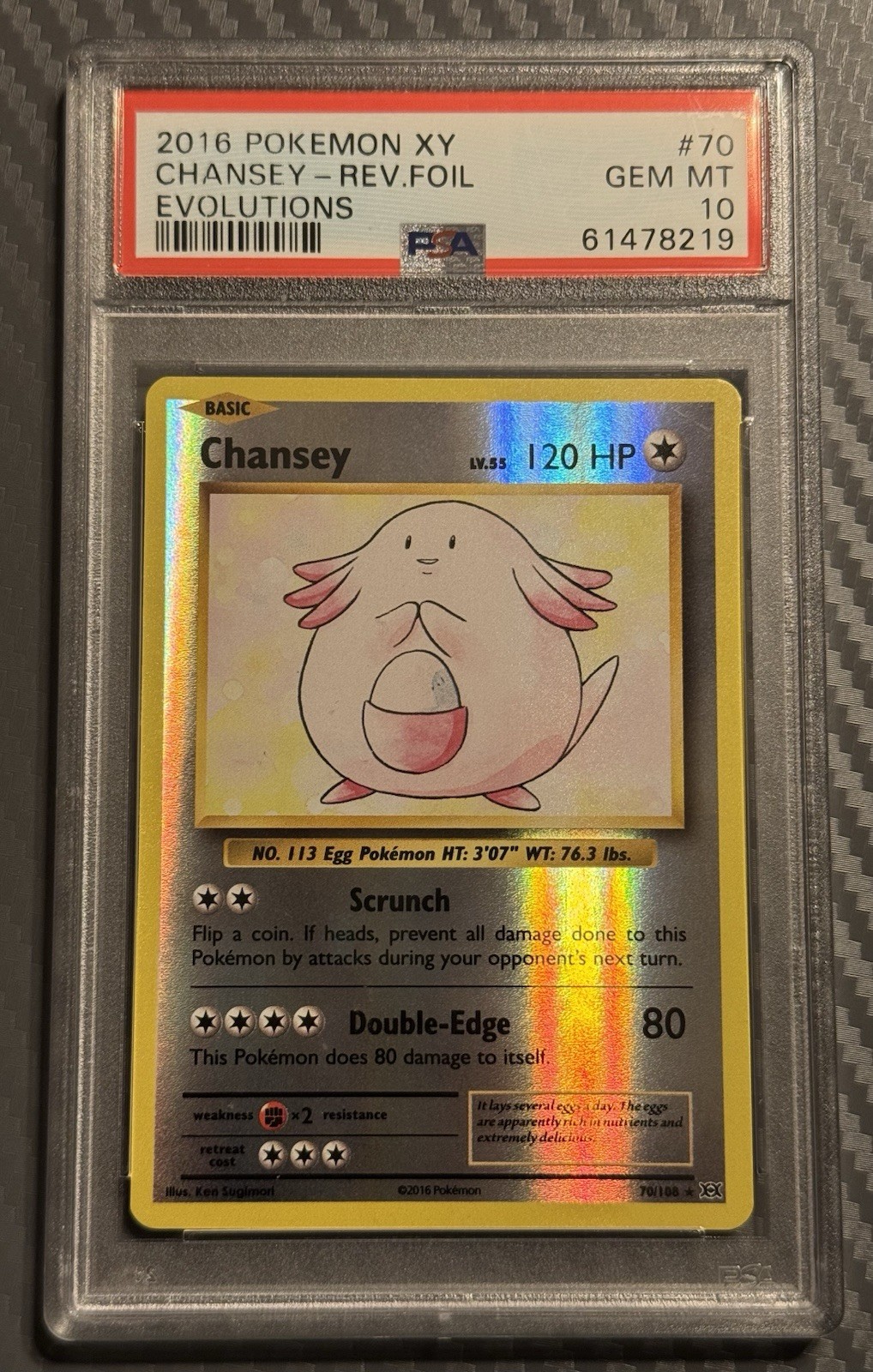 Pokemon XY Evolutions Chansey 70/108 Reverse Holo PSA 10