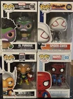 Lot Of 4 MARVEL Funko Pop Figures Spider Gwen, SpiderMan, Beta Ray, Furioso USED