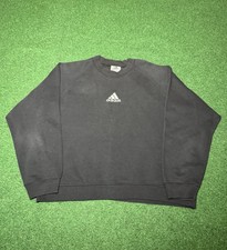 Adidas Vintage Sweatshirt 90s Y2K Black Logo Womans Med Cropped Boxy Crewneck