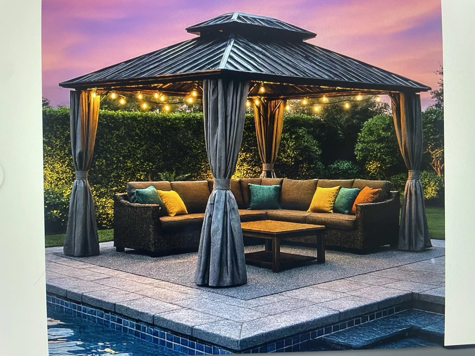 Carpa carpa Allen & Roth tapa dura con marco de acero negro Foto 2 de 4