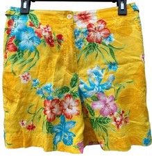 Vintage Ralph LAUREN Tropical Shorts Womens Sz 8P Linen Summer Hawaii High Waist