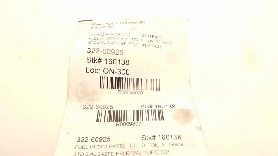 04-08 TOYOTA RAV4 2.4L 4CYL Inyector de combustible  Foto 4 de 4