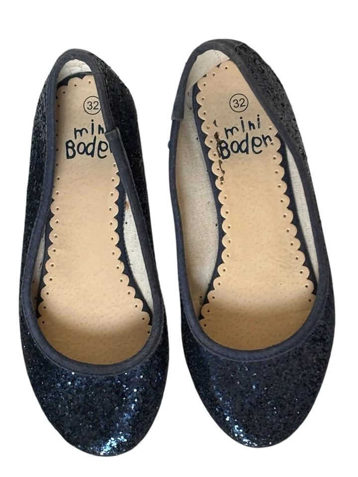 Mini Boden Azul Brillante Zapatos Niña Talla 32 EU / 1 US Zapatilla de Ballet Plana Brillo Foto 2 de 4