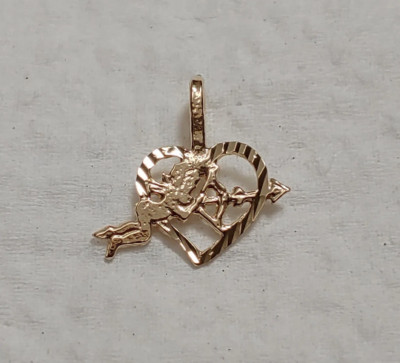 Neu 14k Gold Amor schießender Pfeil Herz Charm Anhänger