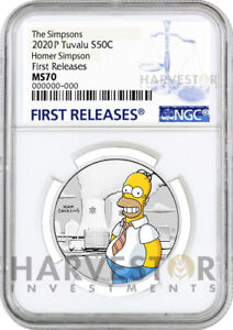 HOMER SIMPSON 1//2 OZ NGC MS70 FIRST RELEASES SILVER COIN 2020 THE SIMPSONS
