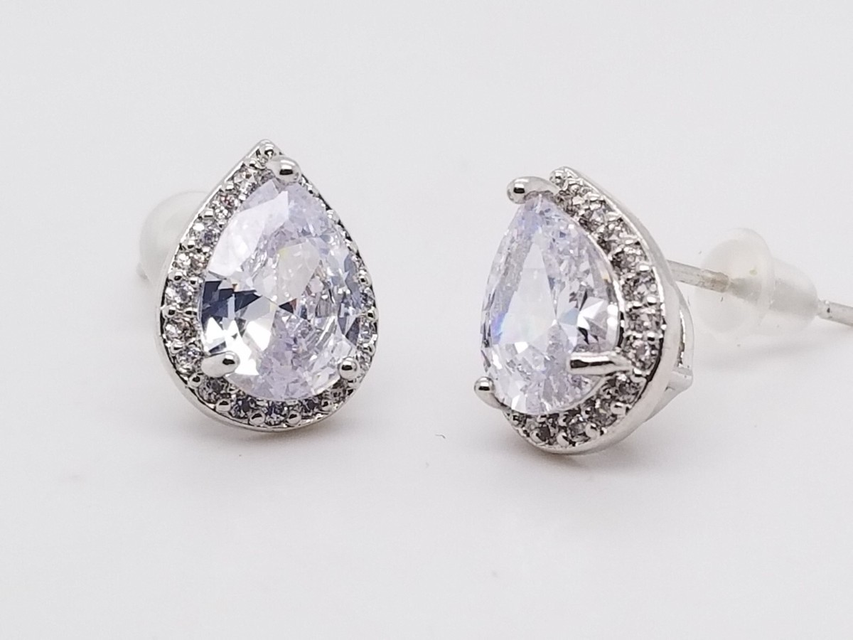 Nikola Valenti White Gold-Plated Waterdrop Studs Earrings