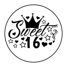 30 SWEET 16 ENVELOPE SEALS LABELS STICKERS 1.5" ROUND BIRTHDAY PARTY FAVORS