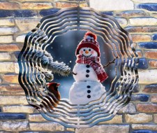 8 Inch Snowman and Cardinal Winter Christmas Hanging Wind Spinner Garden 8rw-123