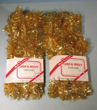 Vintage 2 Packages Rauch Lush 3" x 12 Ft Gold Christmas Garland, 24 ft Total USA