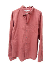 Old Navy Mens Shirt XL Slim Fit Solid Red Button Long Sleeve Cotton/Polyester