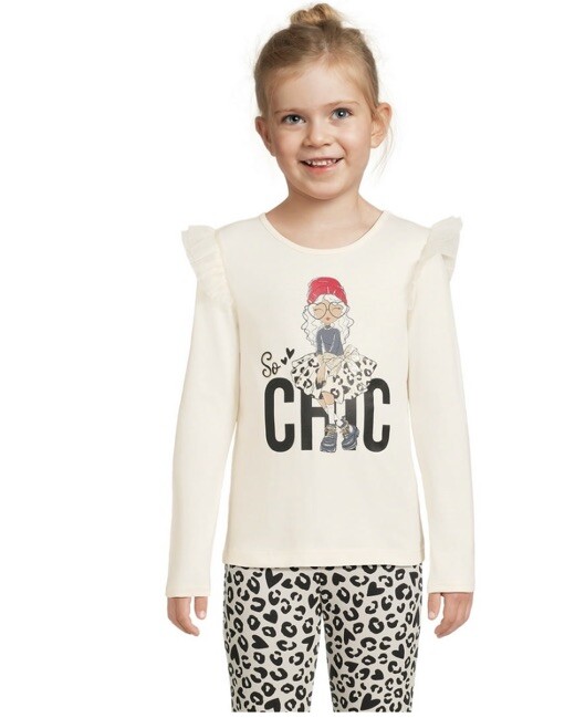 365 Kids Garanimals Girls Ivory Long Sleeve W/Ruffle Trim Chic Top Size 6 NWT