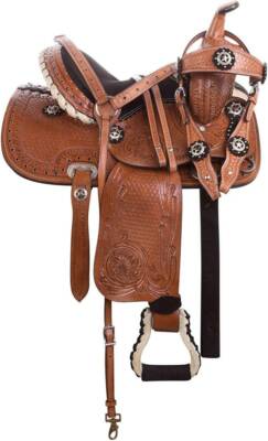Western Barrel Saddle Racing Beautiful Premium Leather Tack Handmade