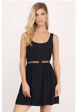  TOBY black shift short dress button down Sz. S Oversize fit 