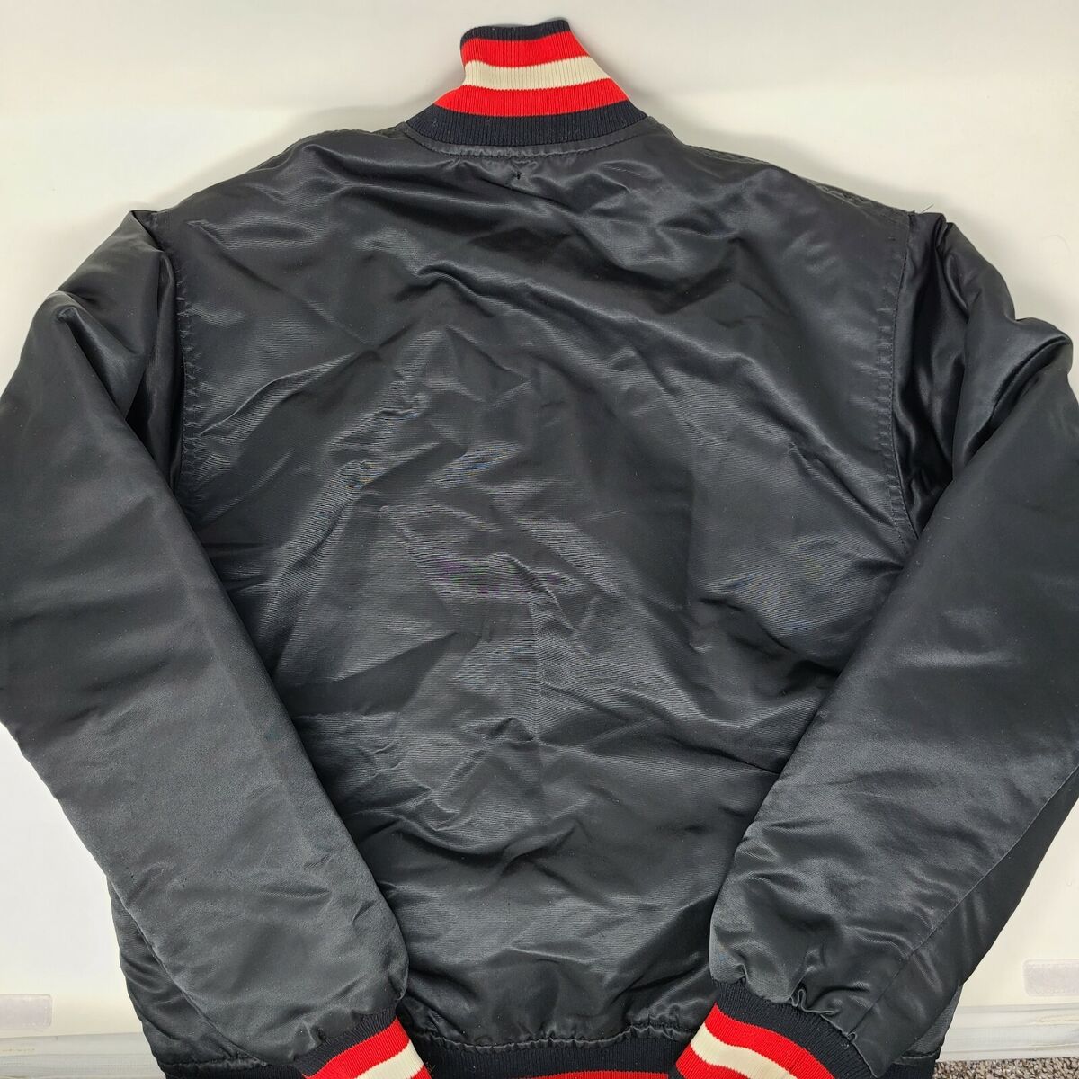 Vintage STARTER Rare Chicago Bulls Satin Jacket BLACK Size S Vintage STARTER Rare Chicago Bulls Satin Jacket BLACK Size S