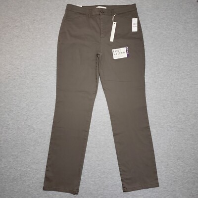 Gloria Vanderbilt Khaki Pant Women's 10 Straight Leg Toasted Brown Sateen NEW