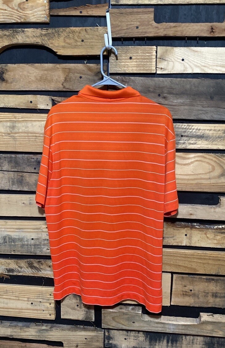 Nike Golf Mens Polo Short Sleeve Shirt Dri-Fit Orange Striped Size Large thumbnail 4