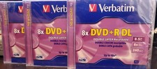 3 New, Sealed - Verbatim 8x DVD R DL Double Layer Discs