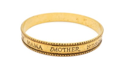 Vintage Bangle Bracelet Gold Tone Mother Mama Mere Mae Mutter 7.75''