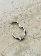 Marquee Shaped Natural Diamonds Hinged Nose Ring Septum Clicker Daith 14k Gold