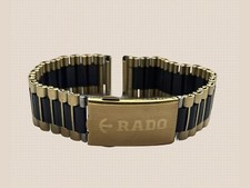 18mm Two-Tone Black  Gold Watch Strap for RADO Diastar  Stainless Bracelet Band