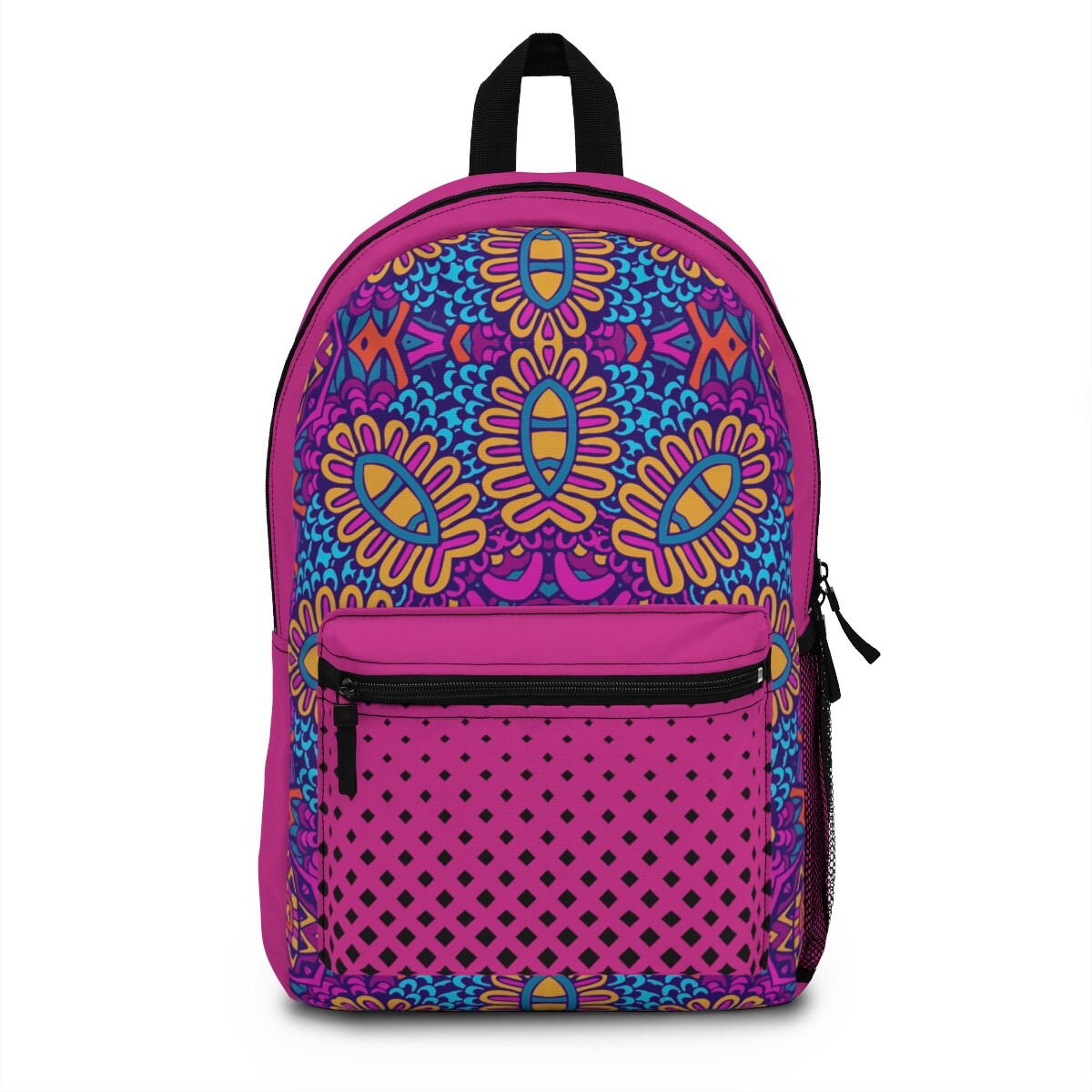 Mochila Mandala Fucsia y Amarillo - Urbano y Gim - Rosa Sicodelica