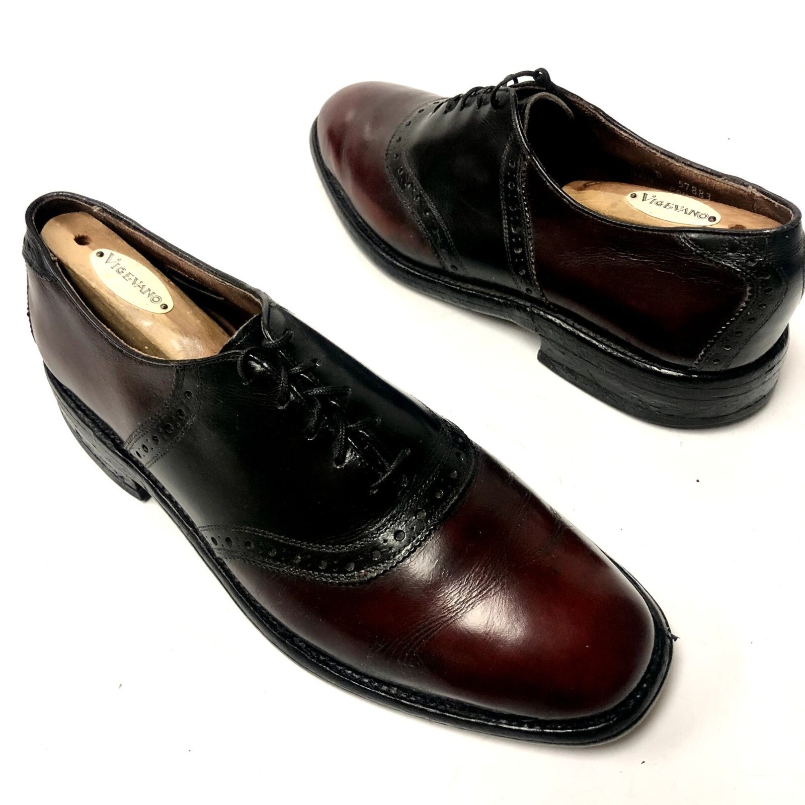 Allen Edmonds Polo Burgundy Black SADDLE LEATHER Oxfo… - Gem