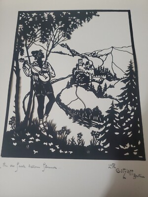 Vintage Lotte Gutzlaff Berlin Paper Cut Silhouette 20s Art -- Same Day Shipping!