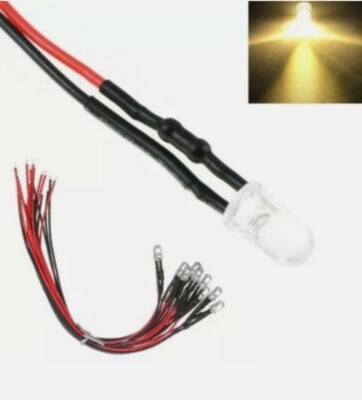 1-10x 12V 3mm   warmweiß LED mit 20cm Kabel Leuchtdioden Deko LEDs verkabelt DE