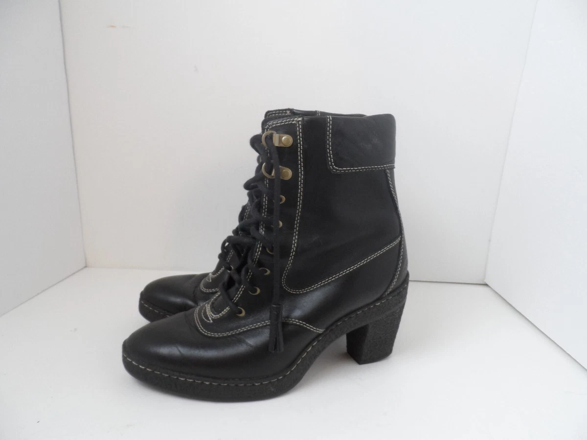 Timberland black store heeled boots