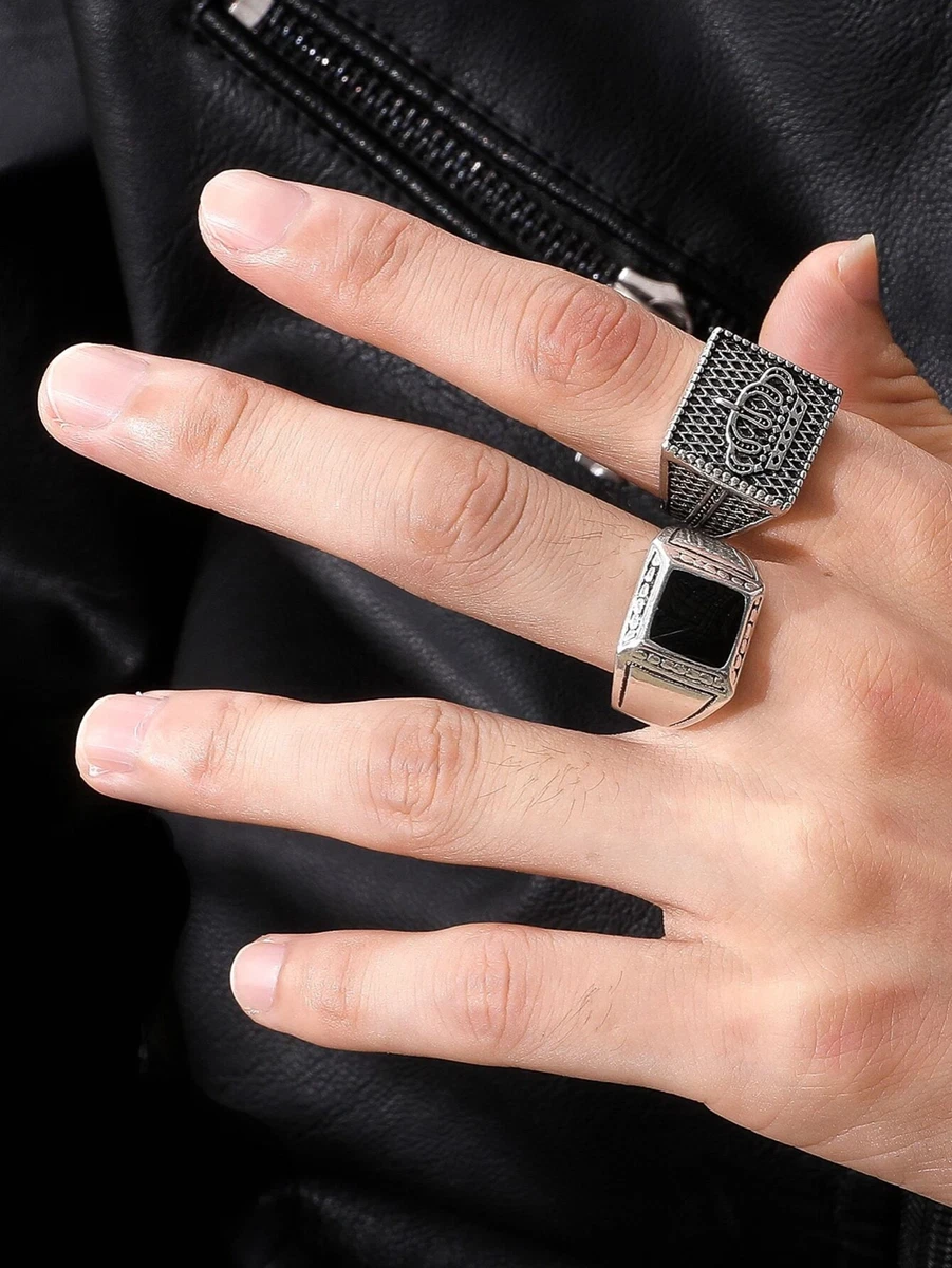 Anillos de Titanium En Plata S925 Sortijas Para Hombre Joyeria