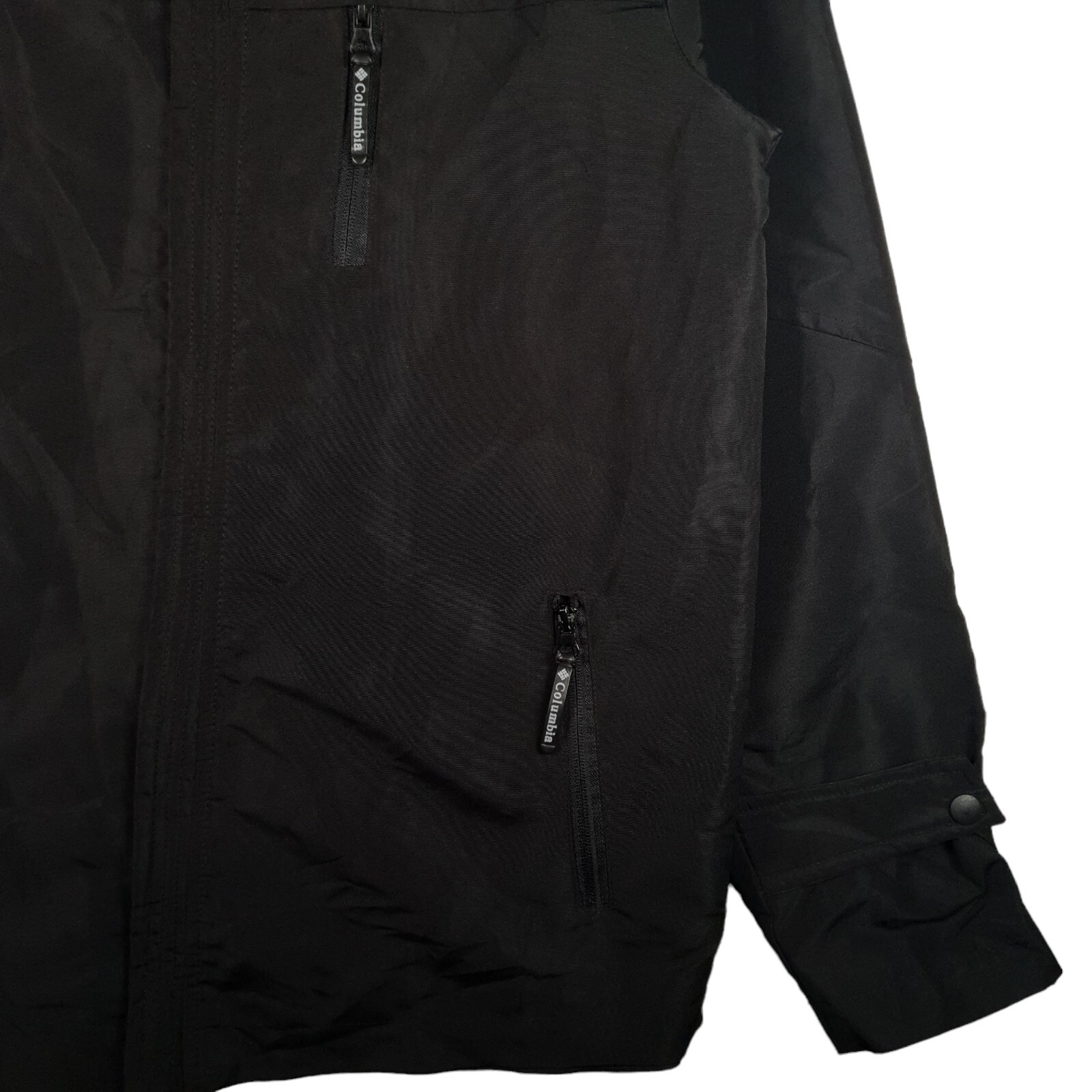Columbia Mens Large Black Jacket Waterproof Full Zip Regular Fit Hood W