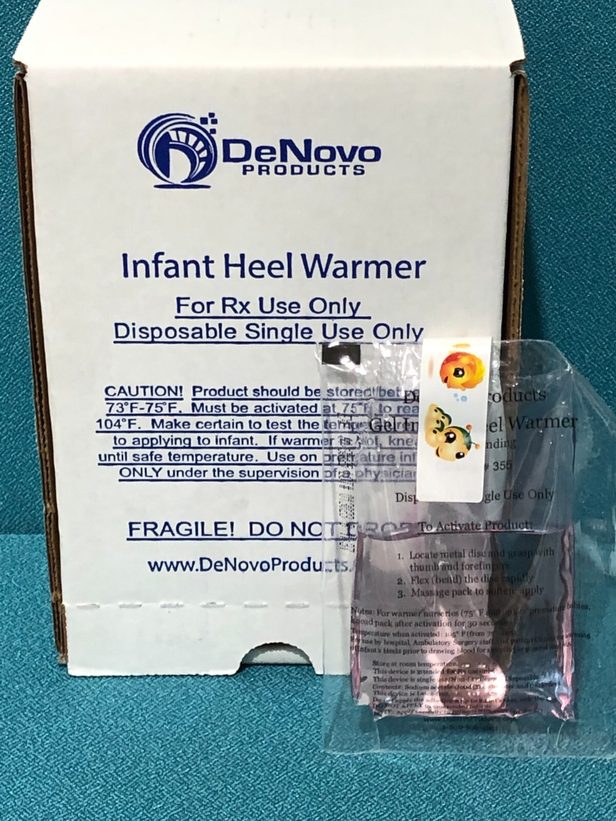 DeNovo Disposable 3 x 5" Instant Infant Heel Warmer 25 per Box