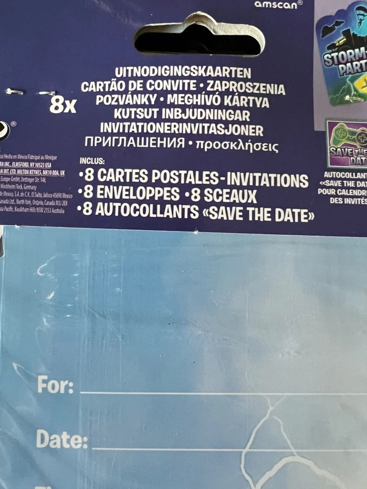 Amscan Storm the Party Video Games Party Invitations 2 Packs 16 Total NEW - Image 3 of 3