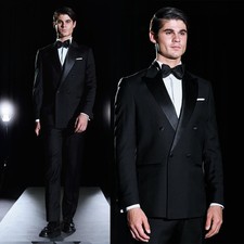 Wedding Men Suits Double Breasted Peak Lapel Regular Fit Formal Prom Business