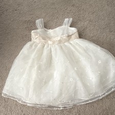 Ivory Organza Floral Embroidered Girls Dress Size 12 Formal Flower Girl