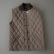Janie and Jack Youth Boys Size M 7-8 Brown Quilted Herringbone Button Front Vest