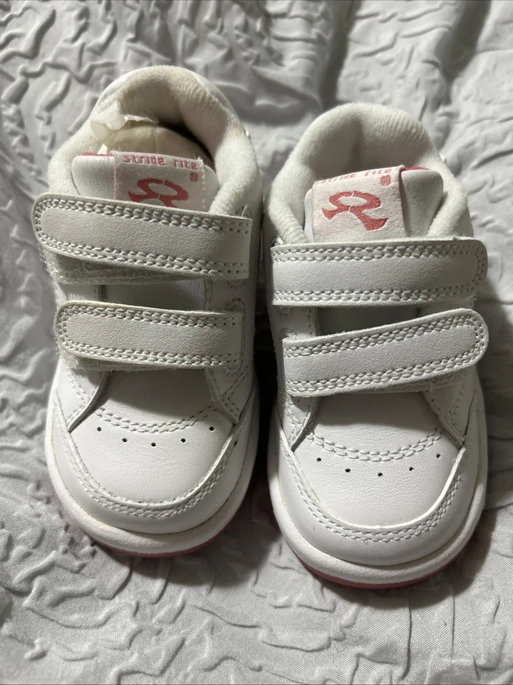 STRIDE RITE TODDLER GIRL SIZE 4 WHITE AND PINK SNEAKER RASCAL 2 BOX C - Image 2 of 4