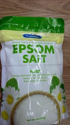 NuValu Green Tea & Chamomile Epsom Salt 1lb Bath Soak Muscle Relax Scented