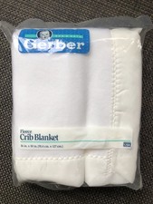NOS Vintage Gerber Fleece Crib Blanket 36x50 in White Baby Nursery SEALED PKG