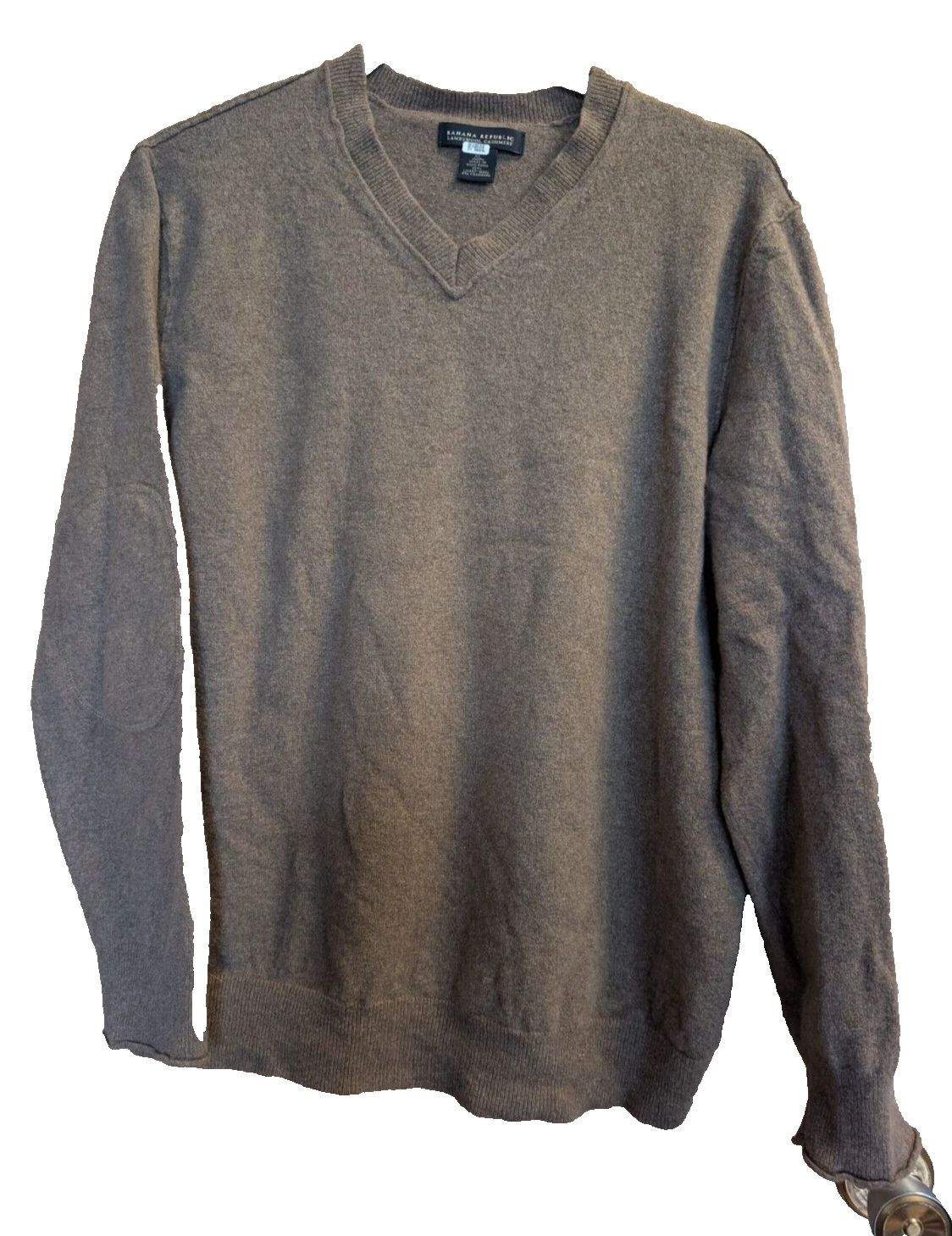 Vtg Banana Republic Sweater Sz XL Lambswool Cashmere Elbow Patch Academia Preppy