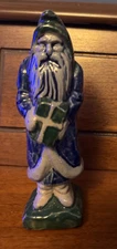Rowe Pottery Works Salt Glazed Santa With Gift RPW NICE 5 1/2" TALL Read